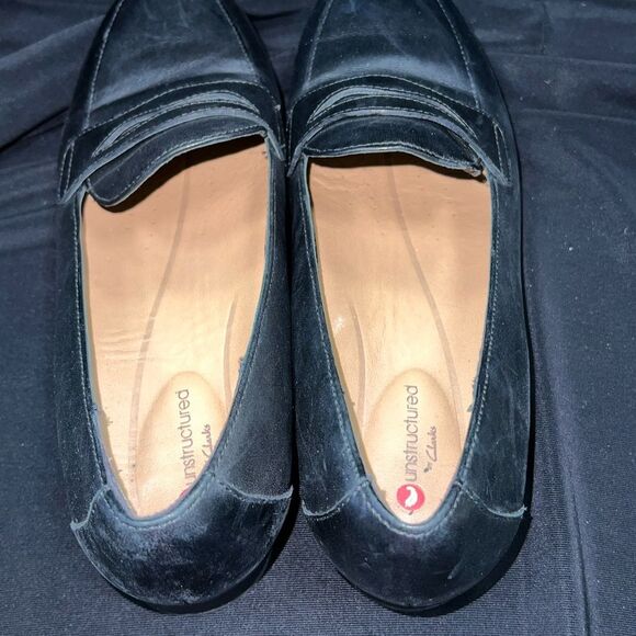 Unstructured Clarks loafers black mock penny loafer size 7 - Picture 4 of 8